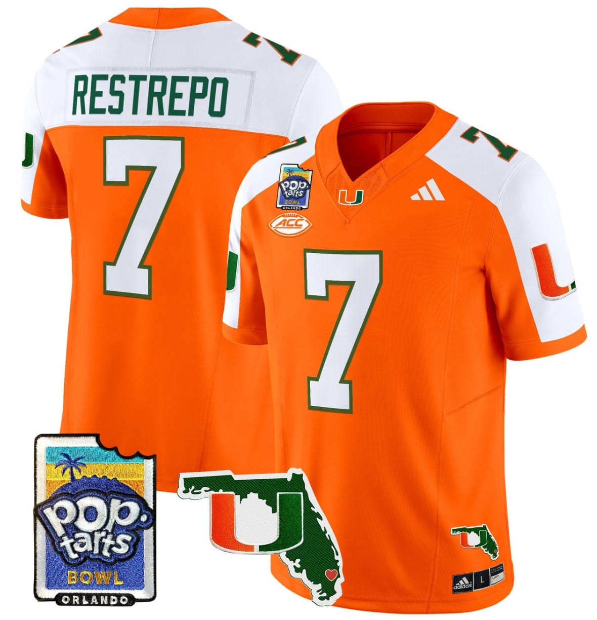 Xavier Restrepo Jersey #7 Miami Hurricanes 2025 PopTarts Bowl Patch Football Stitched - Image 4