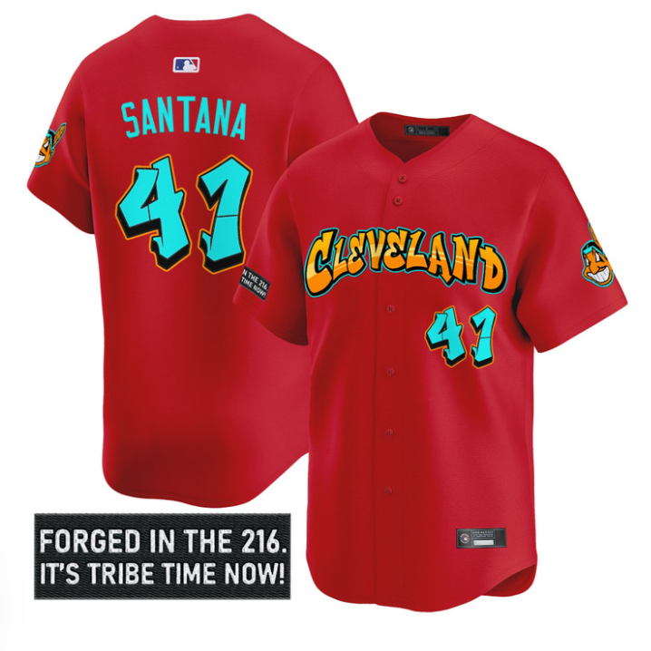 Carlos Santana Jersey #41 Cleveland Indians Graffiti 216 Ink Edition Stitched Baseball - Image 2