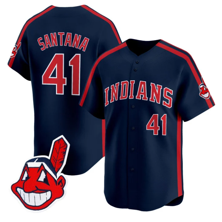 Carlos Santana Jersey #41 Cleveland Indians Ricky Wild Thing Vaughn Stitched Baseball