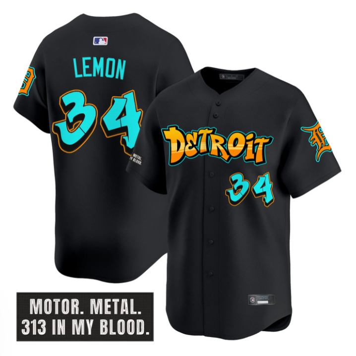 Chet Lemon Jersey #34 Detroit Tigers Graffiti Motor City Edition Stitched Baseball