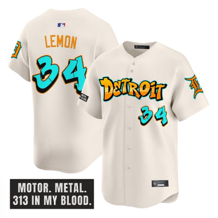 Chet Lemon Jersey #34 Detroit Tigers Graffiti Motor City Edition Stitched Baseball - Image 4