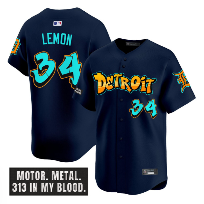 Chet Lemon Jersey #34 Detroit Tigers Graffiti Motor City Edition Stitched Baseball - Image 3