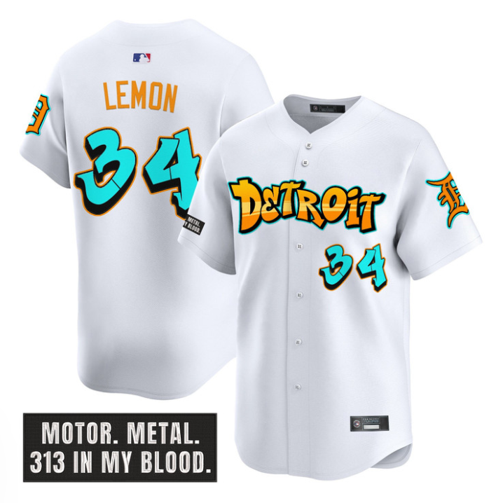 Chet Lemon Jersey #34 Detroit Tigers Graffiti Motor City Edition Stitched Baseball - Image 2