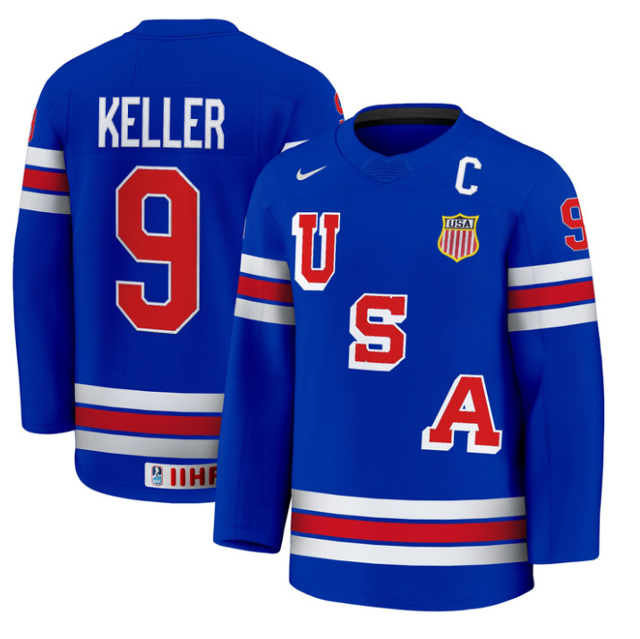 Clayton Keller Jersey #9 USA Hockey 2025 Premium Away All Stitched