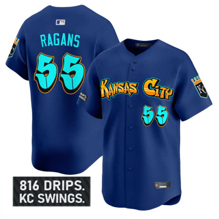 Cole Ragans Jersey #55 Kansas City Royals Graffiti Crown Drop Stitched Baseball - Image 3