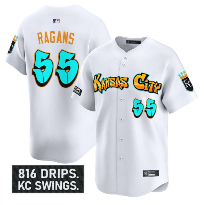 Cole Ragans Jersey #55 Kansas City Royals Graffiti Crown Drop Stitched Baseball - Image 2