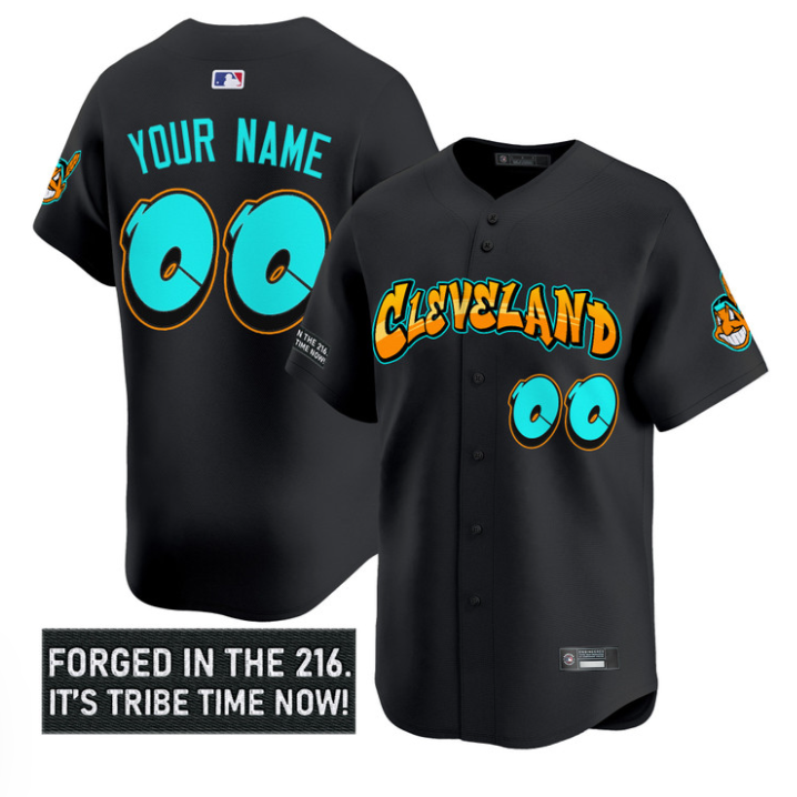 Custom Cleveland Indians Jersey Graffiti 216 Ink Edition Stitched Baseball