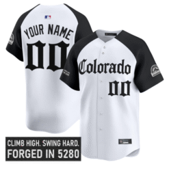 Alternative view of Custom Colorado Rockies Jersey Gothic Mile High Shadows Edition Stitched Baseball