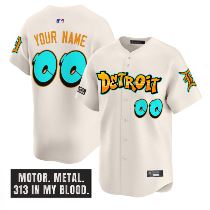 Custom Detroit Tigers Jersey Graffiti Motor City Edition Stitched Baseball - Image 4