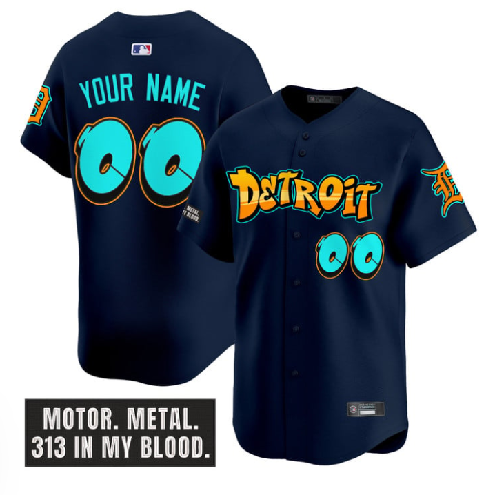 Custom Detroit Tigers Jersey Graffiti Motor City Edition Stitched Baseball - Image 3