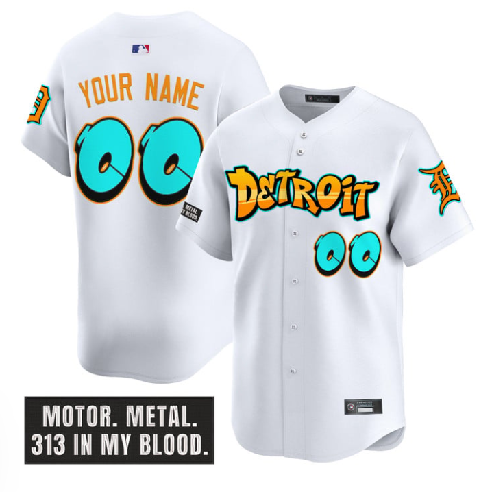 Custom Detroit Tigers Jersey Graffiti Motor City Edition Stitched Baseball - Image 2