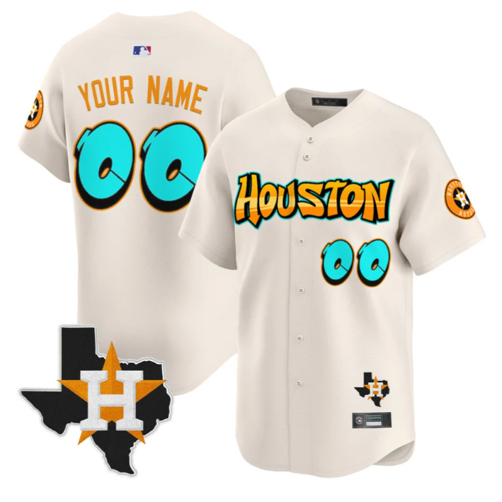 Custom Houston Astros Jersey Name, Number Graffiti H-Town Edition Stitched Baseball