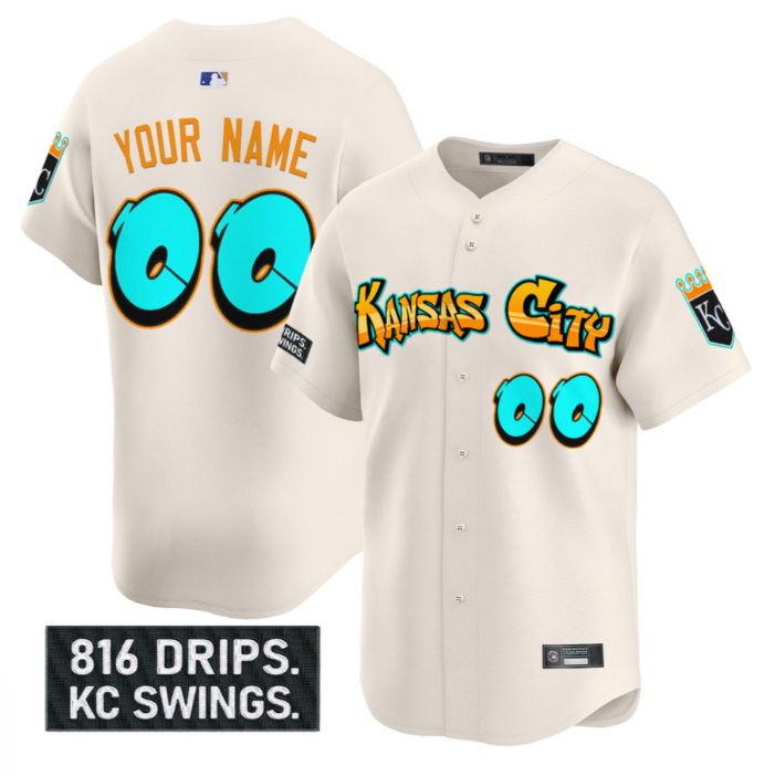 Custom Kansas City Royals Jersey Graffiti Crown Drop Limited Stitched Baseball - Image 4