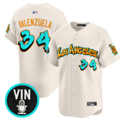 Alternative view of Fernando Valenzuela Jersey #34 Los Angeles Dodgers Graffiti Street Style Stitched Baseball