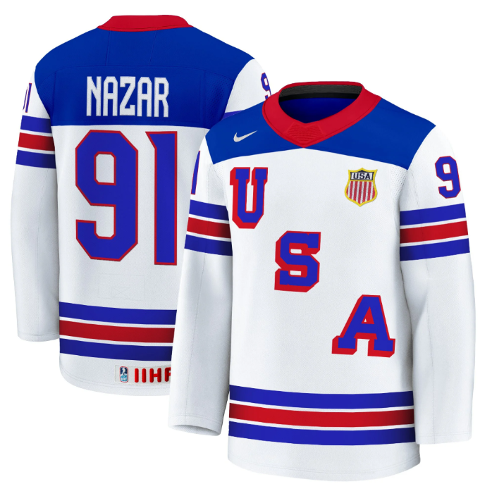 Frank Nazar Jersey #91 USA Hockey 2025 Premium Away All Stitched - Image 2