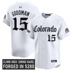 Alternative view of Hunter Goodman Jersey #15 Colorado Rockies Gothic Mile High Shadows Stitched Baseball