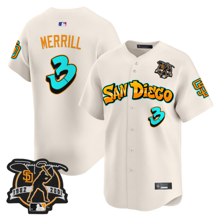 Jackson Merrill Jersey #3 San Diego Padres Graffiti Barrio Edition Stitched Baseball - Image 3
