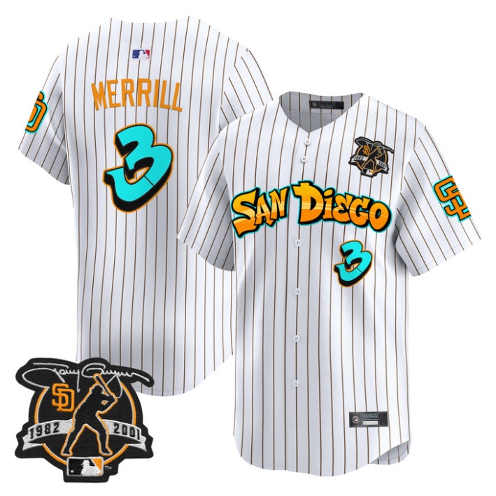 Jackson Merrill Jersey #3 San Diego Padres Graffiti Barrio Edition Stitched Baseball - Image 2