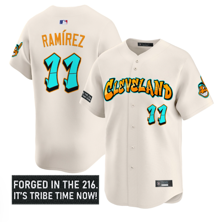 José Ramírez Jersey #11 Cleveland Indians Graffiti 216 Ink Edition Stitched Baseball - Image 3