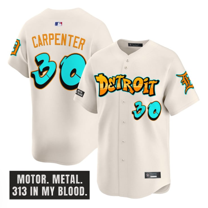 Kerry Carpenter Jersey #30 Detroit Tigers Graffiti Motor City Edition Stitched Baseball - Image 4