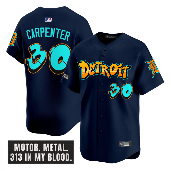 Kerry Carpenter Jersey #30 Detroit Tigers Graffiti Motor City Edition Stitched Baseball - Image 3
