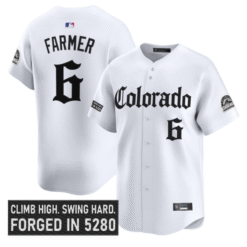 Alternative view of Kyle Farmer Jersey #6 Colorado Rockies Gothic Mile High Shadows Edition Stitched Baseball