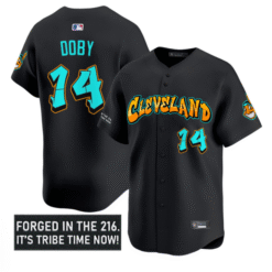 Larry Doby Jersey #14 Cleveland Indians Graffiti 216 Ink Edition Stitched Baseball