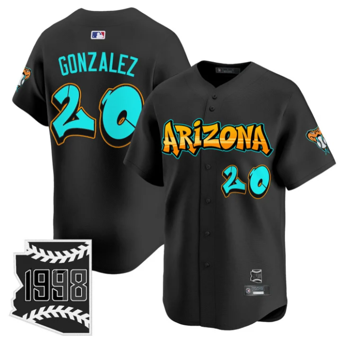 Luis Gonzalez Jersey #20 Arizona Diamondbacks Graffiti Desert Ink Edition Stitched Baseball