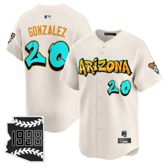 Luis Gonzalez Jersey #20 Arizona Diamondbacks Graffiti Desert Ink Edition Stitched Baseball - Image 3