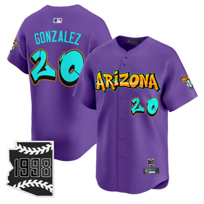 Luis Gonzalez Jersey #20 Arizona Diamondbacks Graffiti Desert Ink Edition Stitched Baseball - Image 2