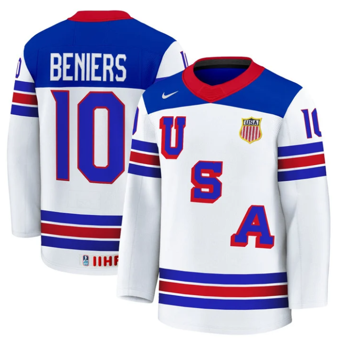 Matty Beniers Jersey #10 USA Hockey 2025 Premium Away All Stitched - Image 2