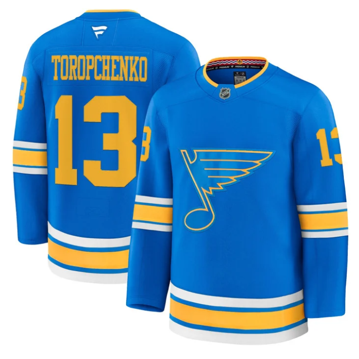 Alexey Toropchenko Jersey #13 St. Louis Blues 2025-26 Premium All Stitched Hockey