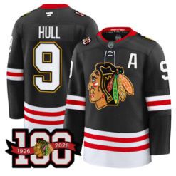 Bobby Hull Jersey #9 Chicago Blackhawks 100th Anniversary All Stitched Hockey