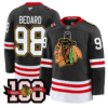 Connor Bedard Jersey #98 Chicago Blackhawks 100th Anniversary All Stitched Hockey