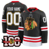 Custom Chicago Blackhawks Jersey 100th Anniversary Premium All Stitched Hockey