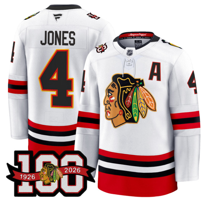 Seth Jones Jersey #4 Chicago Blackhawks 100th Anniversary All Stitched Hockey - Image 3