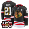Stan Mikita Jersey #21 Chicago Blackhawks 100th Anniversary All Stitched Hockey