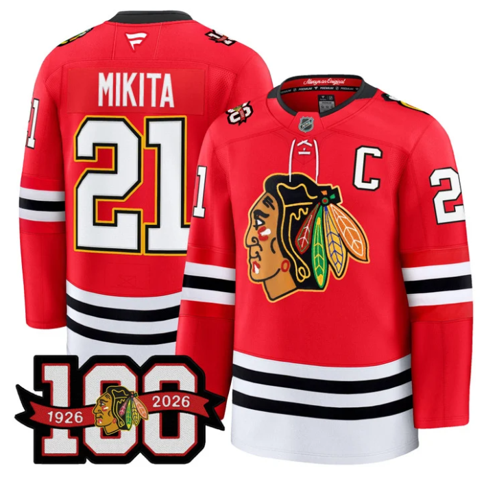 Stan Mikita Jersey #21 Chicago Blackhawks 100th Anniversary All Stitched Hockey - Image 2