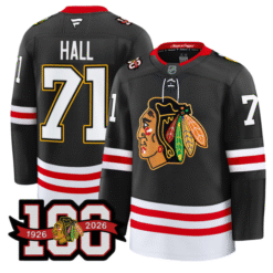 Taylor Hall Jersey #71 Chicago Blackhawks 100th Anniversary All Stitched Hockey