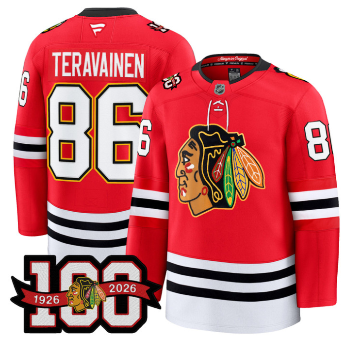 Teuvo Teravainen Jersey #86 Chicago Blackhawks 100th Anniversary All Stitched Hockey - Image 3