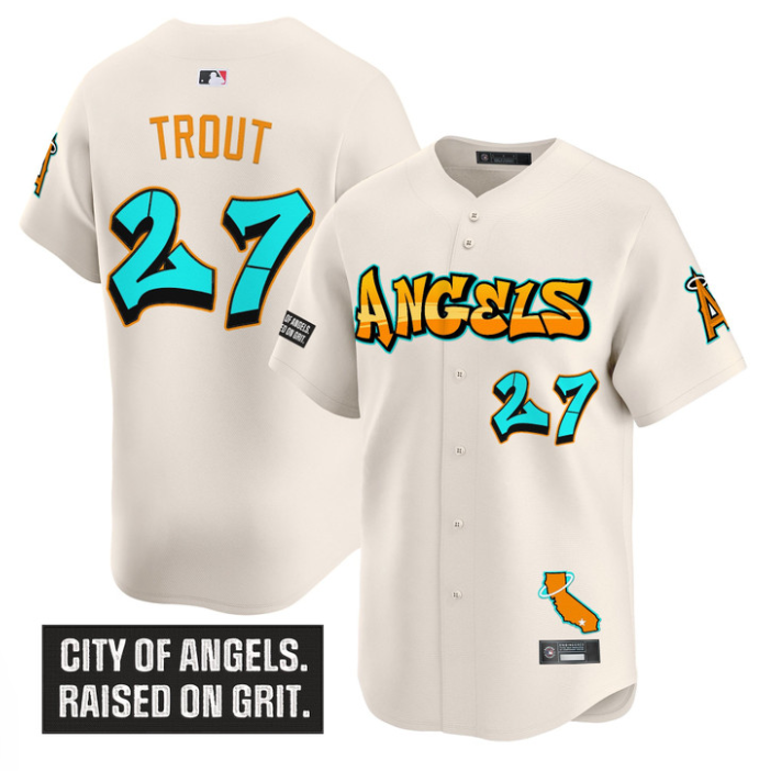Mike Trout Jersey #27 Los Angeles Angels Graffiti Halo Drop Edition Stitched Baseball - Image 4