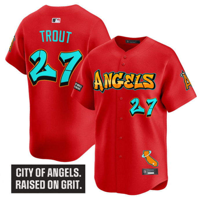 Mike Trout Jersey #27 Los Angeles Angels Graffiti Halo Drop Edition Stitched Baseball - Image 3
