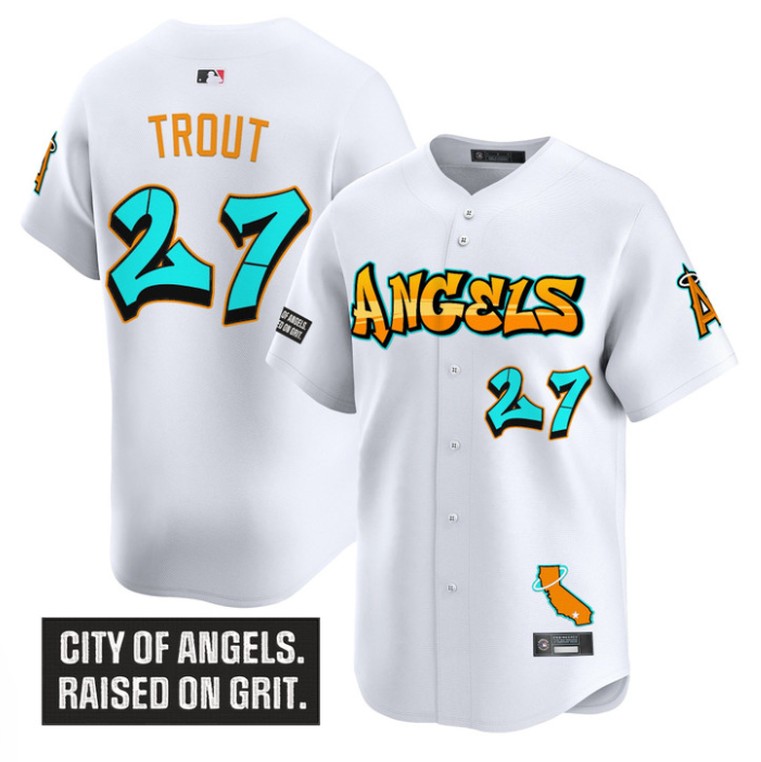 Mike Trout Jersey #27 Los Angeles Angels Graffiti Halo Drop Edition Stitched Baseball - Image 2