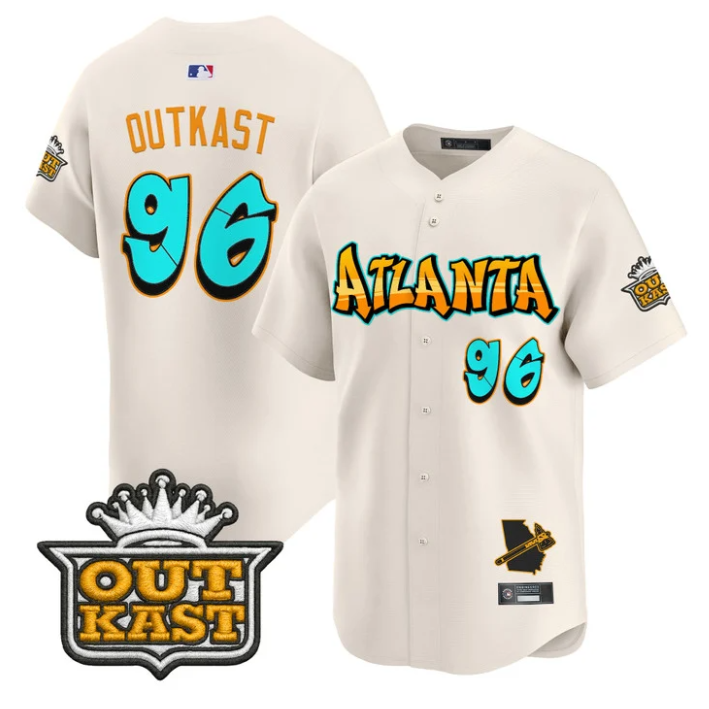 OutKast Jersey #96 Atlanta Braves Graffiti A-Town Edition Stitched Baseball - Image 2