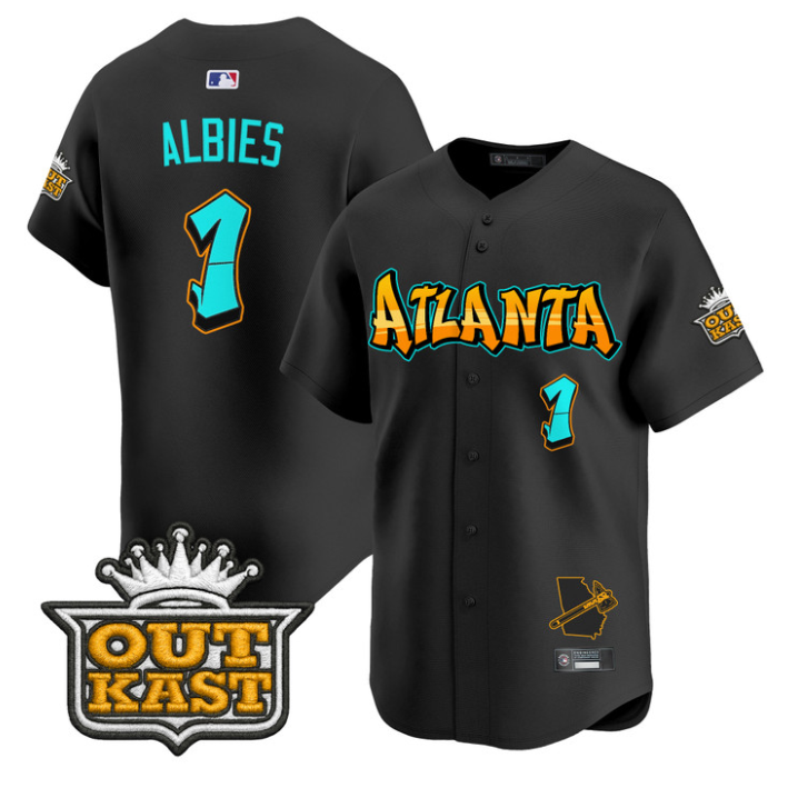 Ozzie Albies Jersey #1 Atlanta Braves Graffiti A-Town Edition Stitched Baseball