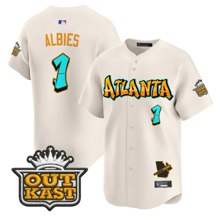 Ozzie Albies Jersey #1 Atlanta Braves Graffiti A-Town Edition Stitched Baseball - Image 2