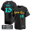 Salvador Perez Jersey #13 Kansas City Royals Graffiti Crown Drop Stitched Baseball