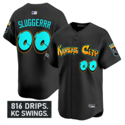 Sluggerrr Jersey #00 Kansas City Royals Graffiti Crown Drop Stitched Baseball