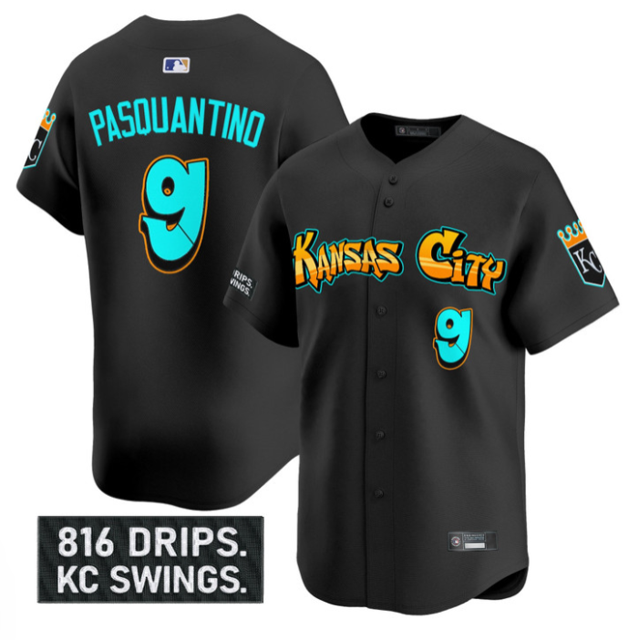 Vinnie Pasquantino Jersey #9 Kansas City Royals Graffiti Crown Drop Stitched Baseball