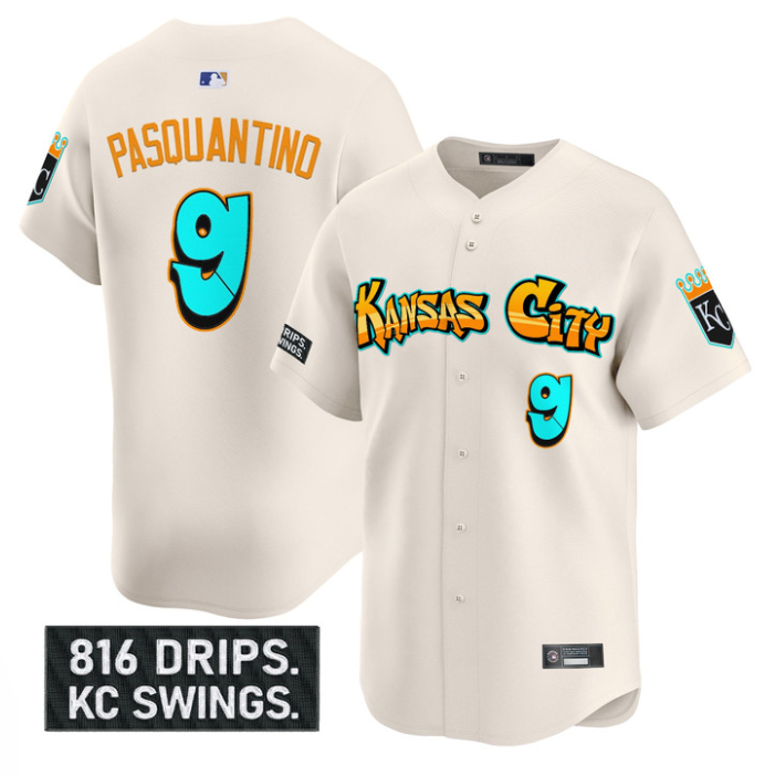 Vinnie Pasquantino Jersey #9 Kansas City Royals Graffiti Crown Drop Stitched Baseball - Image 3